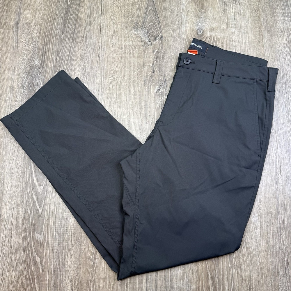 Bluffworks Ascender Pants Mens 36x32 Gray Tailored Tapered Microfiber Chino Work